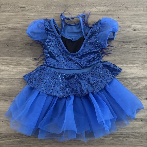 Weissman Royal Blue Skirted Feathers Dance Recital Costume Child Medium CM - Picture 5 of 7